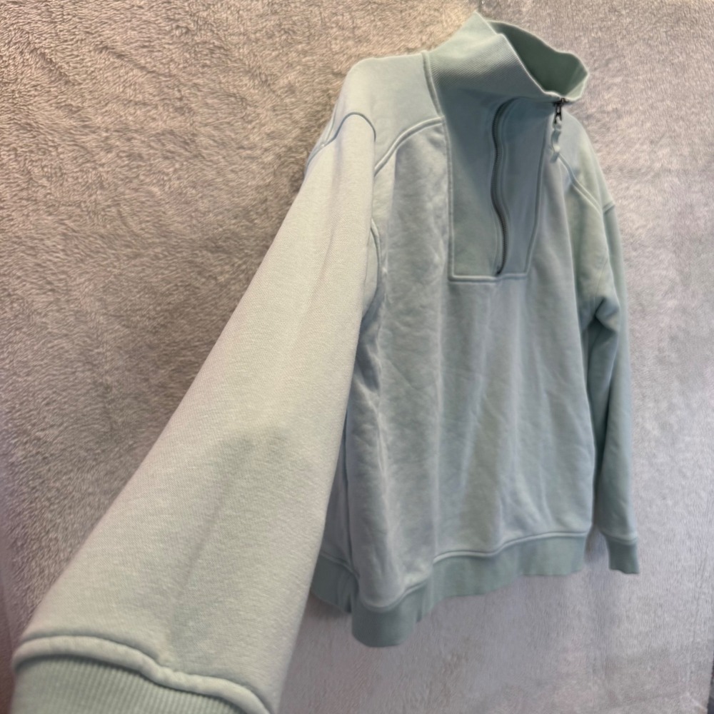 Y2K Eddie Bauer Womens Mint Green Quarter Zip French Terry Sweatshirt Size M